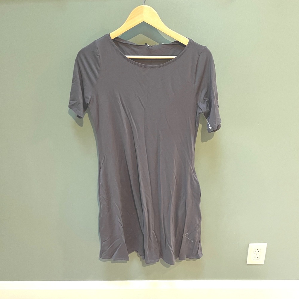 Eileen Fisher Ballet Neck Short Sleeve Dress Ash XS TP Tencel Lyocell‎ Spandex